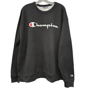 Champion Men’s 2XL Black Crewneck Sweatshirt Pullover Script Logo